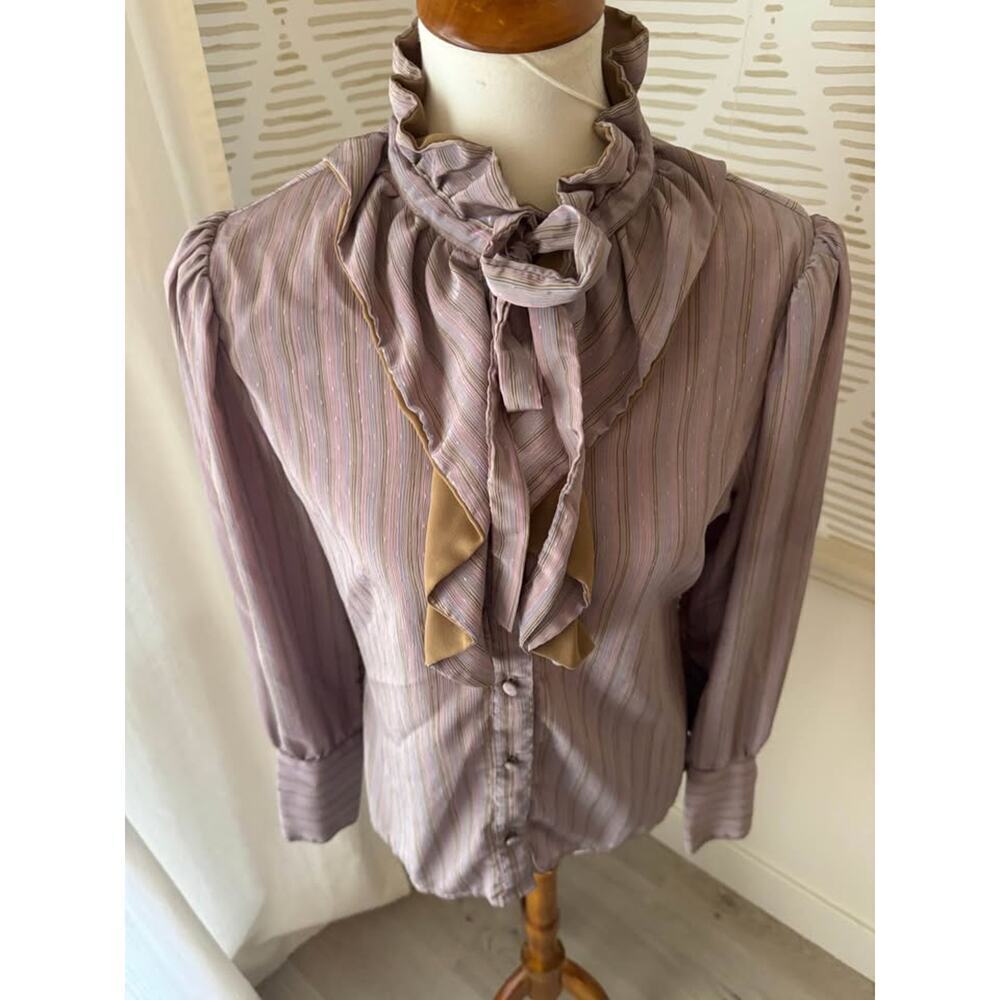 Vintage Jonathan Martin 70s 80s Pussybow Blouse Size 11/12 Small Medium - Picture 6 of 8